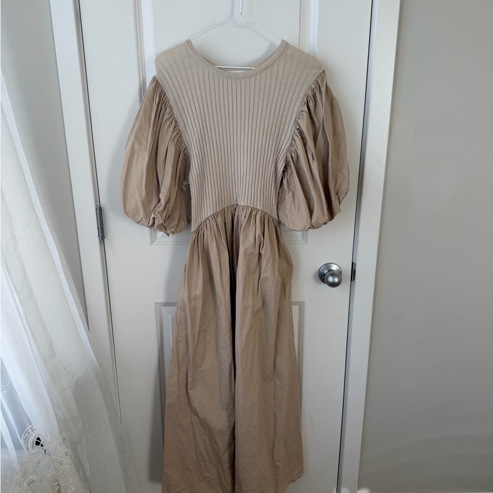 Elegant Beige Midi Dress